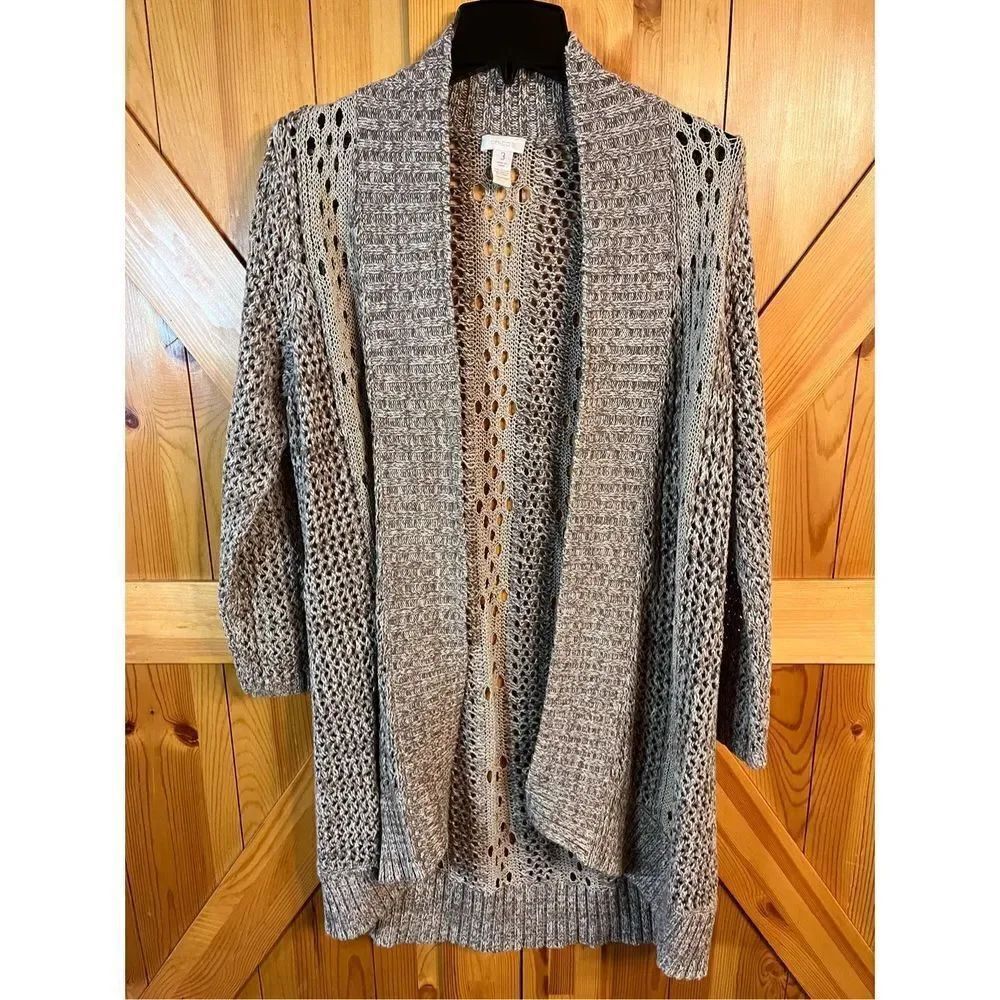 Chico’s Open Front Open Knit Long Cardigan Size 3 / Large (2198)